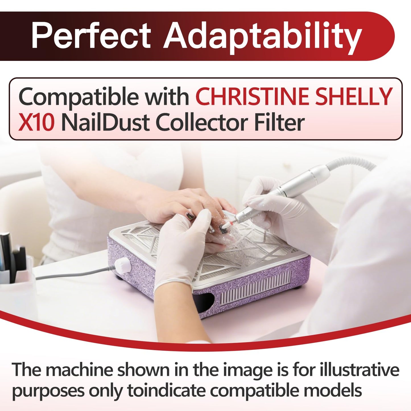 6 Pcs Nail Dust Collector Replacement Filter Compatible with CHRISTINE SHELLY X10 Nail Dust Collector, Reusable Replacement Filters with 1 Clean Brush, Easy to Clean(White)