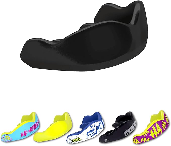 DAMAGE CONTROL High-Impact Mouth Guard – Sports Mouthguard for Boxing, Football, Hockey, Lacrosse & Basketball, Protects Teeth & Jaw, Protective Mouthpiece for Adults & Youth (Youth, Black 2.0)