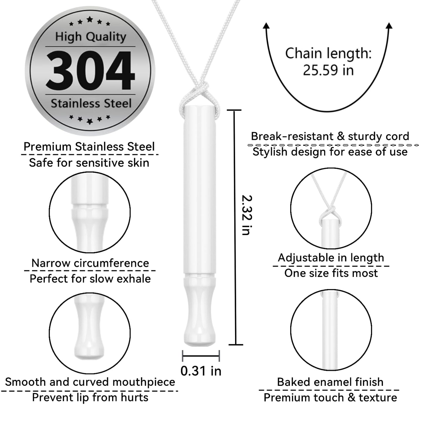 LAMKHOO Breathing Necklace to Quit Smoking and Vaping with Refillable Mint Pods, Stop Smoking Aids Fidget Necklace, Smokeless Inhaler for Adults with Enameled Surface, Includes 3 Mint Cotton Cores