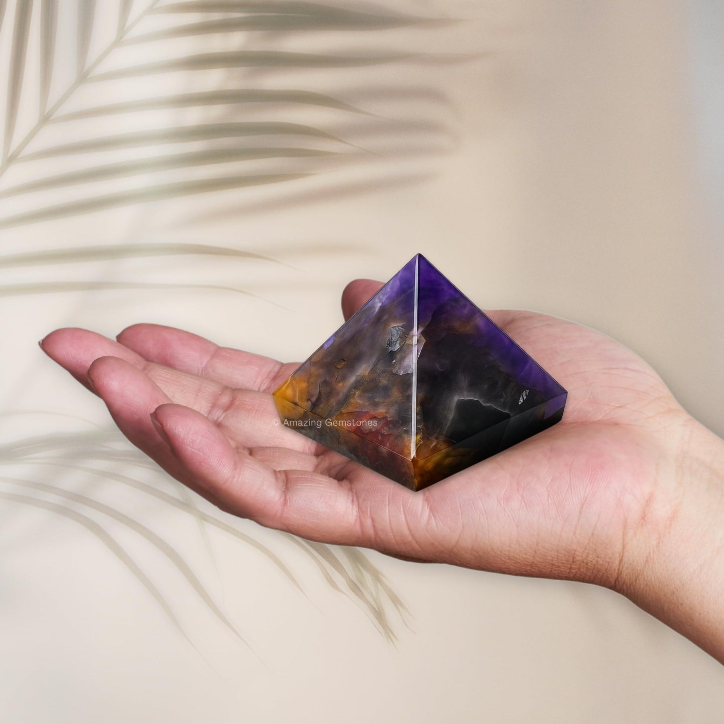 Amazing Gemstone Amethyst Chevron Pyramid Crystal Healing Stones - 2" Great Pyramid Figurine of Natural Stone Pyramid for Meditation, Reiki, Chakra Balancing and Crystal Pyramids Grid