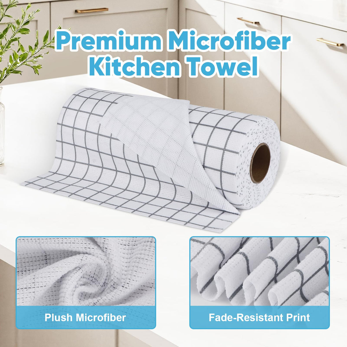 Microfiber Cleaning Cloth Roll (50 Count)
