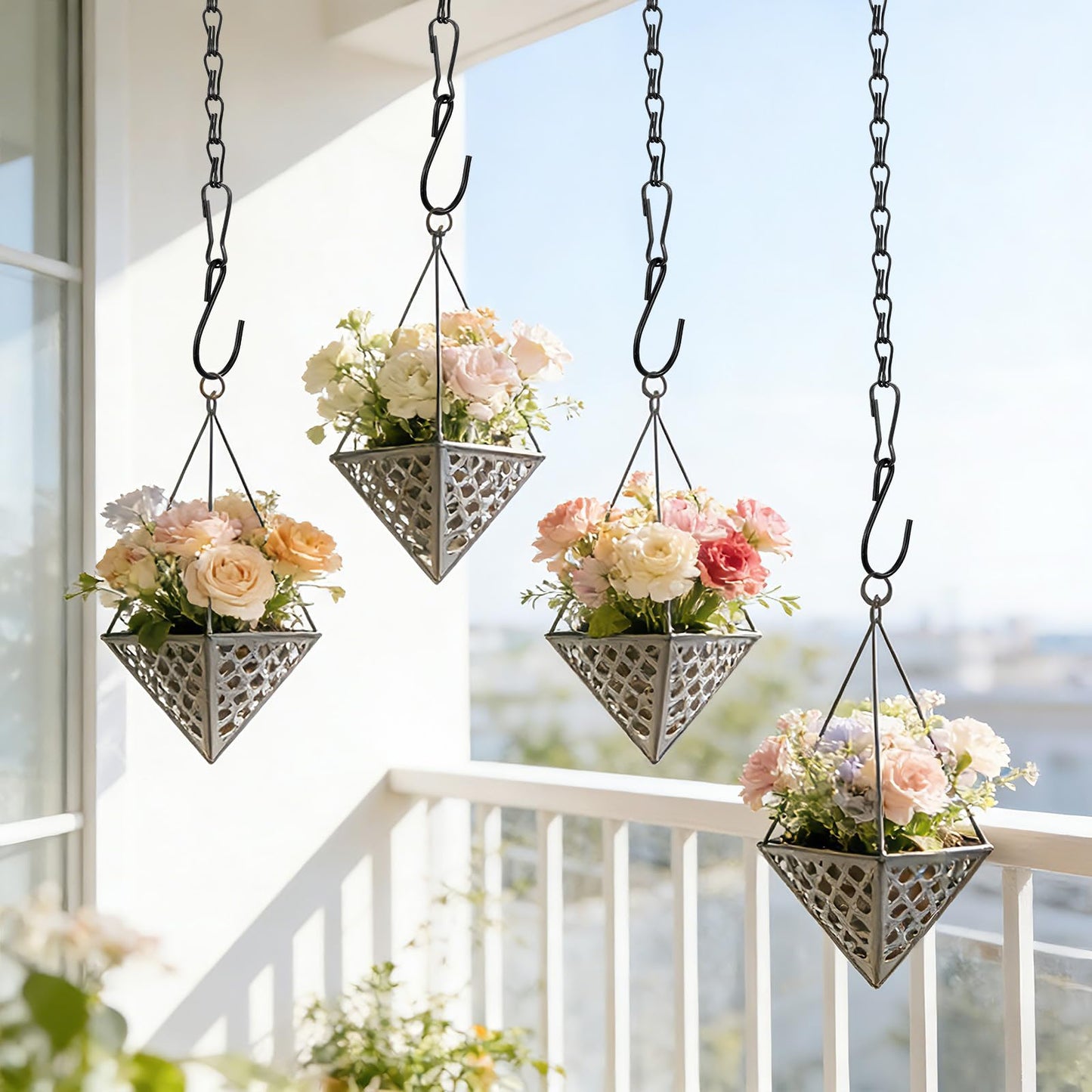 4 Pcs Chain for Hanging Plants, 10 Inch Plant Chains with Hooks, Black Adjustable Hanging Chain for Planters, Baskets, Bird Feeder, Birdbaths