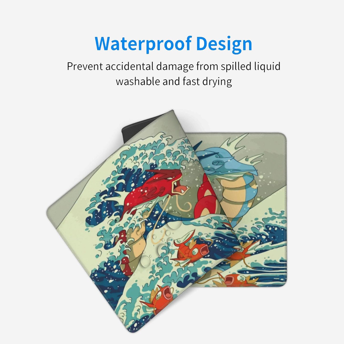 Large Gaming Mouse Pad,Japanese Ukiyoe Anime Dragon Mousepad,Stitched Edges,Non-Slip Rubber Base,Long Extended Desk Mouse Mat(31.5"x12")
