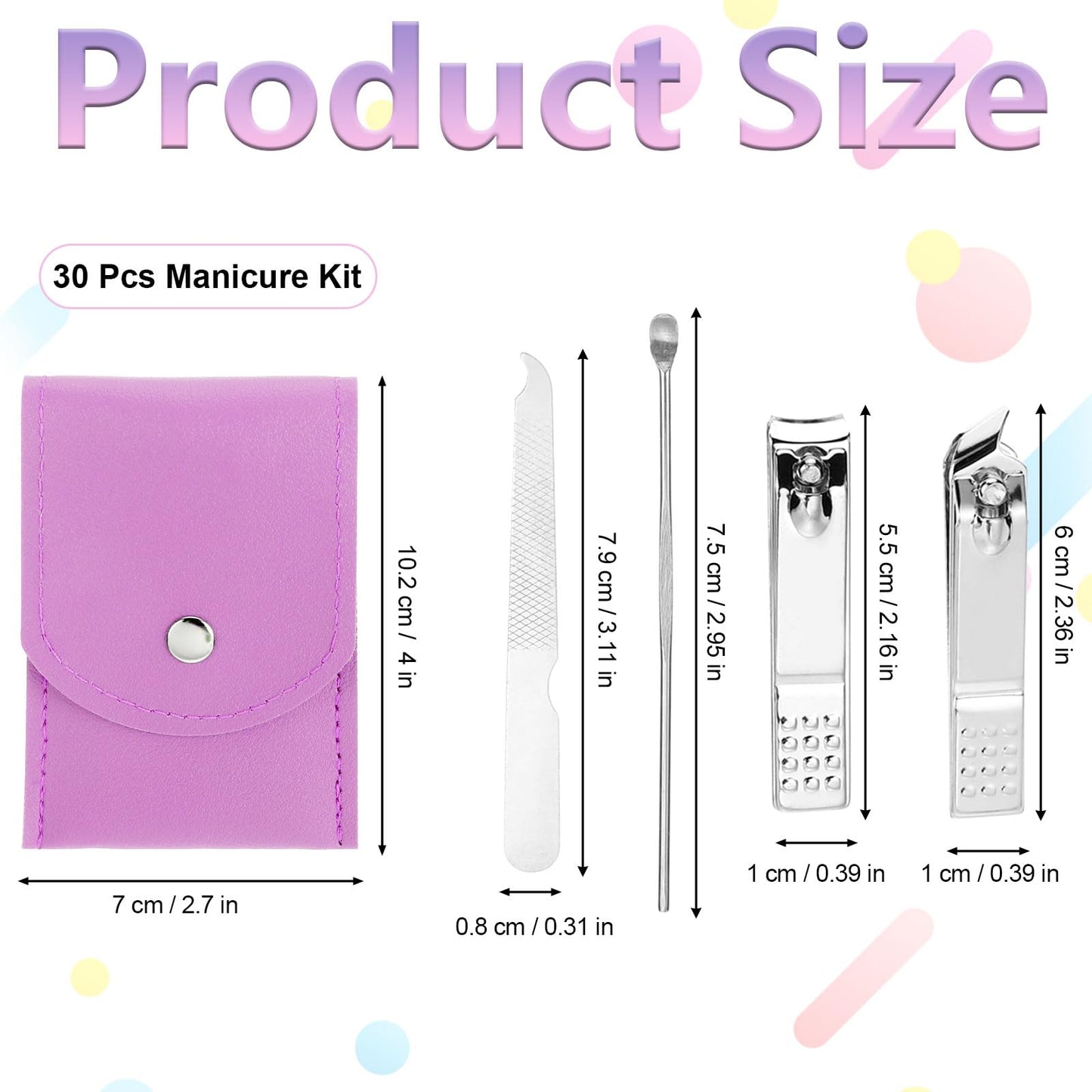 30 Pcs Manicure Kit for Women, Nail Clipper Set with Case, Travel Nail Kit Manicure Set Nail Care Kit Nail Scissors, 4 Mixed Colour Purse Essentials Travel Size Essentials, Manicure Set Women