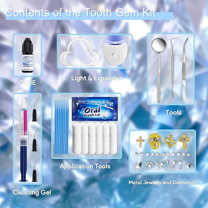 Y2K Aesthetic Tooth Gem Kit | 30 Premium Crystal Pieces | Insta-Worthy Sparkle Collection | Slay-Worthy Fashion Accessories | Luxe Tooth Candy Starter Set