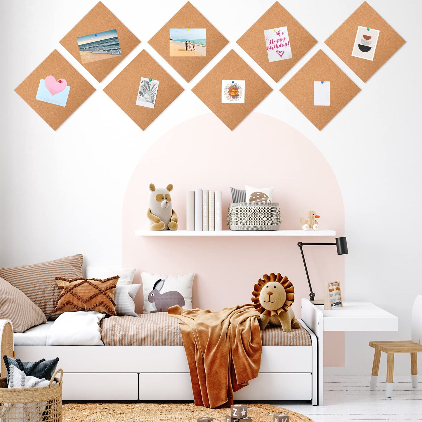 Kosiz 30 Pack Cork Board Square 12" x 12", 1/4" Thick Cork Board Tiles Bulk for Wall Self Adhesive Bulletin Corkboards Tiles Sheet for Wall School Office Home Decoration