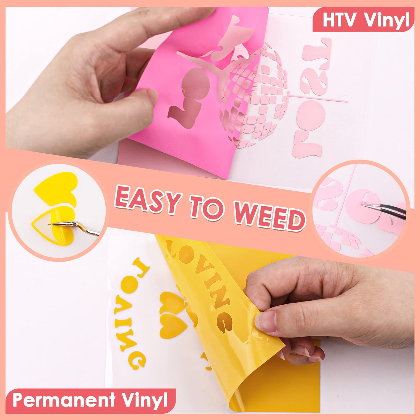 HTVRONT 38PCS Accessories Bundle Compatible with Cricut Joy, Accessories and Supplies Include Heat Transfer, Adhesive Vinyl Sheets, Insert Cards Set, Cutting Mat and Weeding Tools for Starter Kit