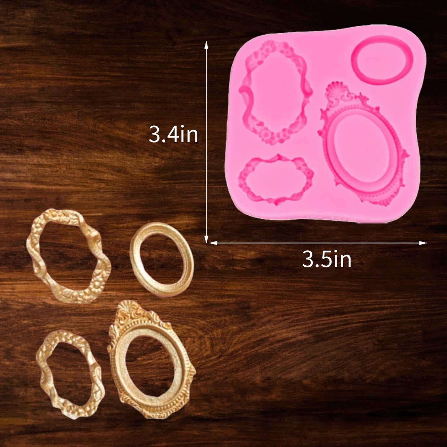 3-Pack Silicone Mold Set for Cake Decorating: Baroque Frame, Rose & Leaf Fondant Molds | Reusable Food-Grade Silicone for Chocolate, Candy, Gum Paste | Cupcake Topper & Dessert Decor Kit