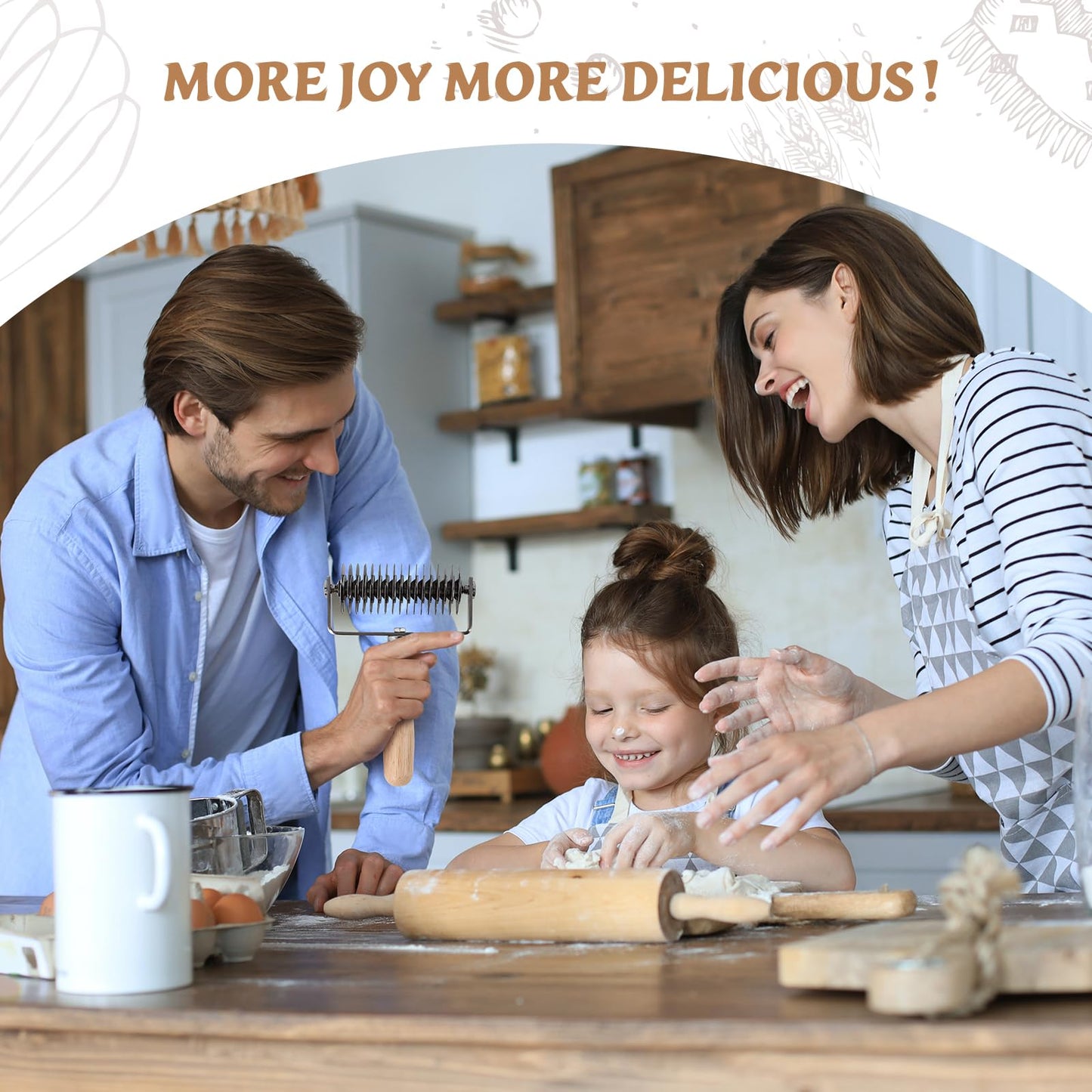 JuyVerq Pastry Lattice Roller Cutter, Stainless Steel Lattice Dough Cutter Wood Handle, Professional Pastry Crust Cutter, Household Time-Saver Cutting Tool Pie Bread Beef Wellington Pizza