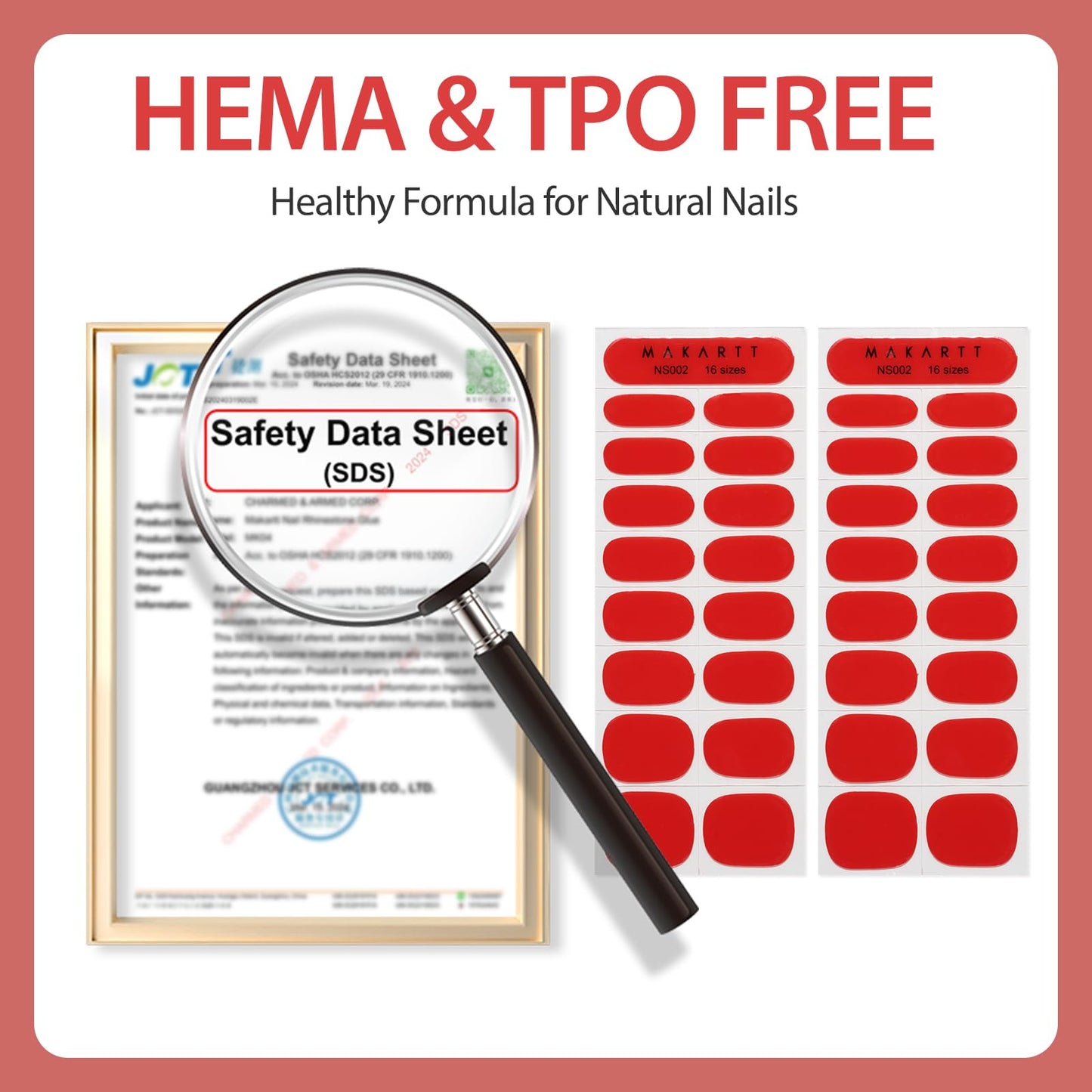Makartt Semi Cured Gel Nail Strips Kit 2 Packs – Real Gel, Hema & TPO Free, 16 Sizes Anti-Lift Fit, UV Light Required, Salon Quality, Long Lasting, Includes Dual-Ended Tool & Prep Kit (Classic Red)