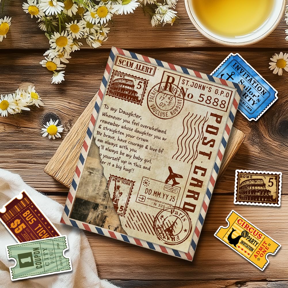 ACRNIGHEET 48Pcs Vintage Clear Stamps and Dies for Card Making Postcards Postmarks Labels Rubber Clear Stamps Retro Template for Album Paper Scrapbooking Photo Journal DIY Crafting