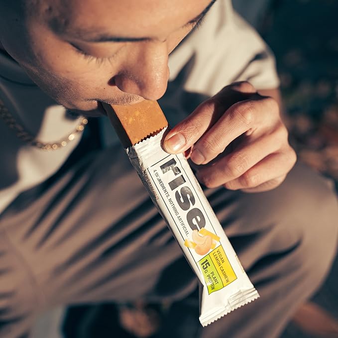 Rise Pea Protein Bar - Vegan Lemon Cashew | Breakfast Bar & Protein Snack 15g Protein Just 3 Whole Food Ingredients Non-GMO Gluten-Free Soy Free