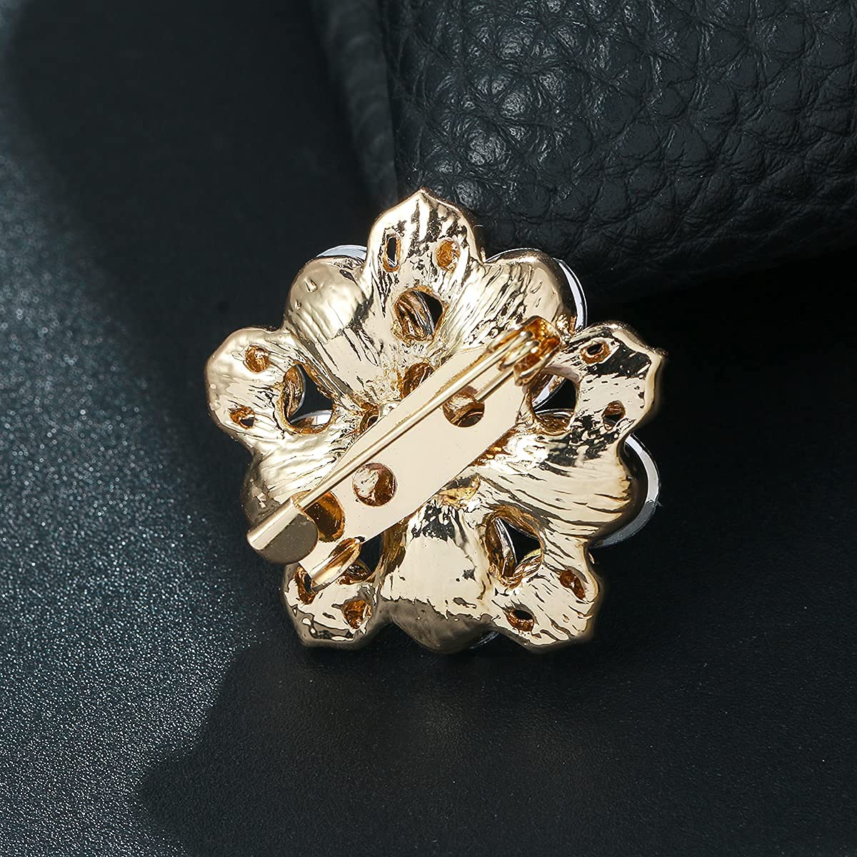 MEEDOZ Women's Lot 12pcs Crystal Rhinestone Marquise Teardrop Flower Brooch Pin Set For DIY Bridal Wedding Bouquet Kit (Gold Plated)