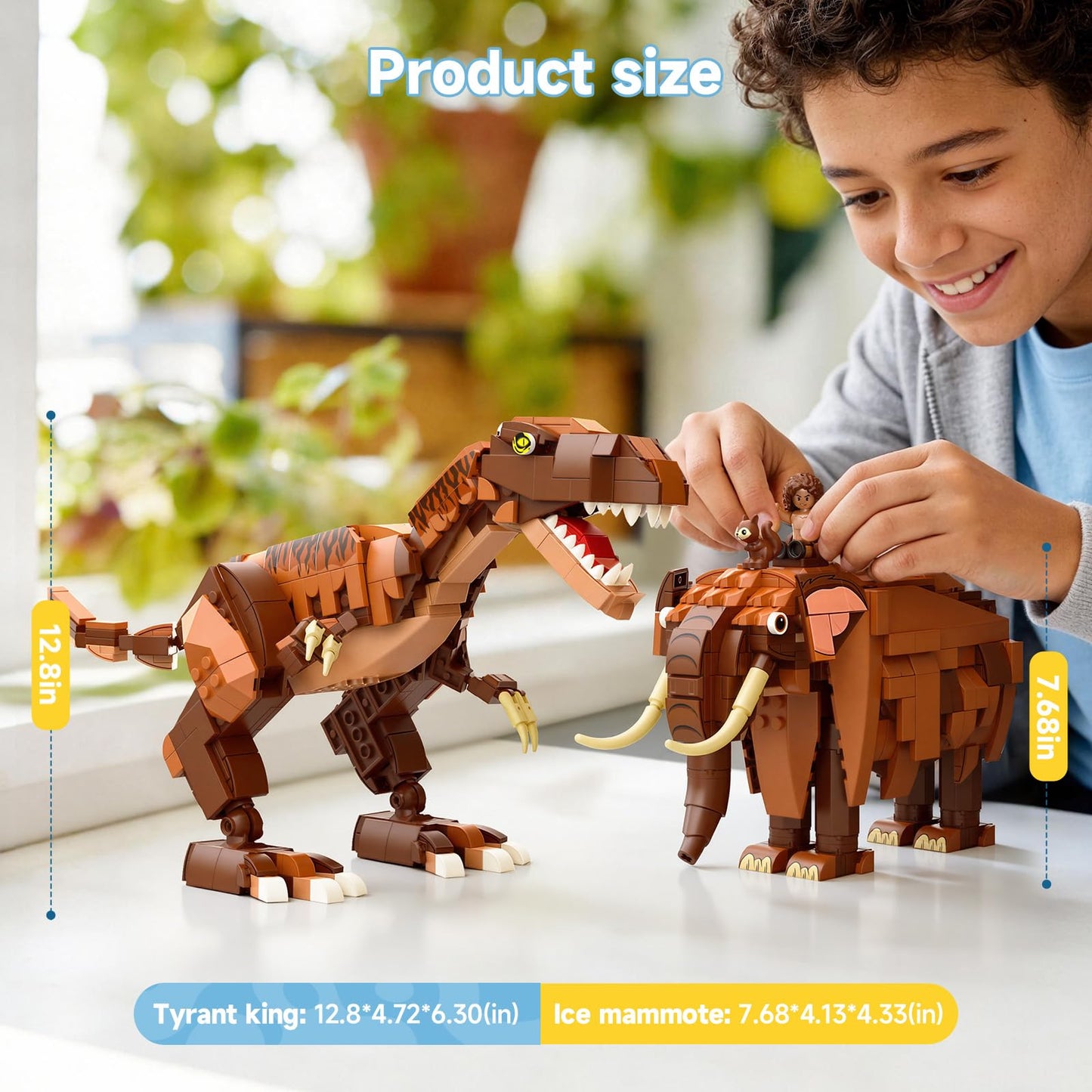 Wise Block 2-in-1 Building Toy Set, Transforms to 2 Different Animals - from Dinosaur to Mammoth, Creative Buildng Block Toys for Kids 826 pcs