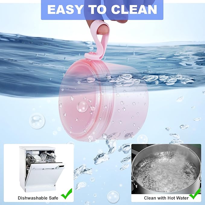 Denture Case, Leak Proof Denture Bath Cup for Travel, Denture Container Cups for Soaking Full & Partial Dentures, Retainers, Denture Cleaning Kit Holder Box with Denture Cleaner Brush-Pink