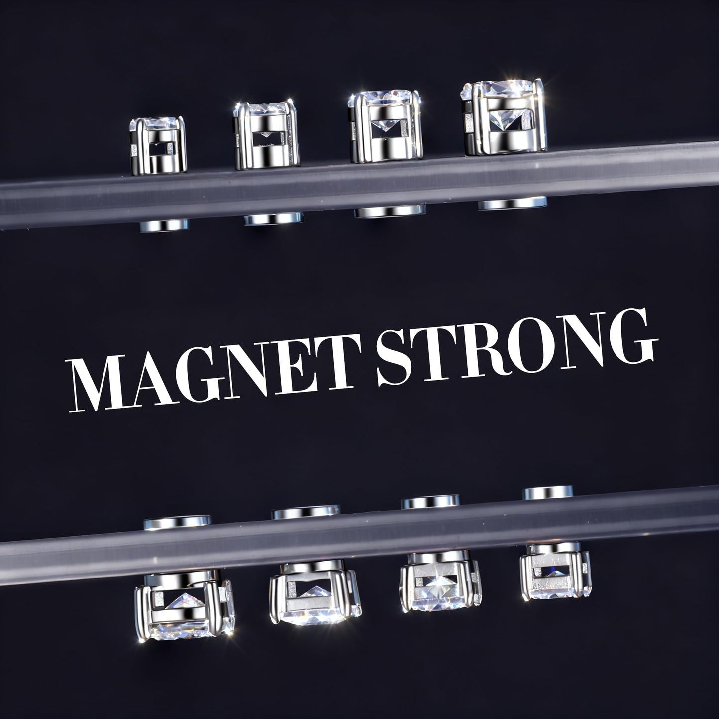 Jstyle 2 Pairs Stainless Steel Magnetic Stud Earrings for Men Women Non-piercing CZ Hypoallergenic 5-8MM