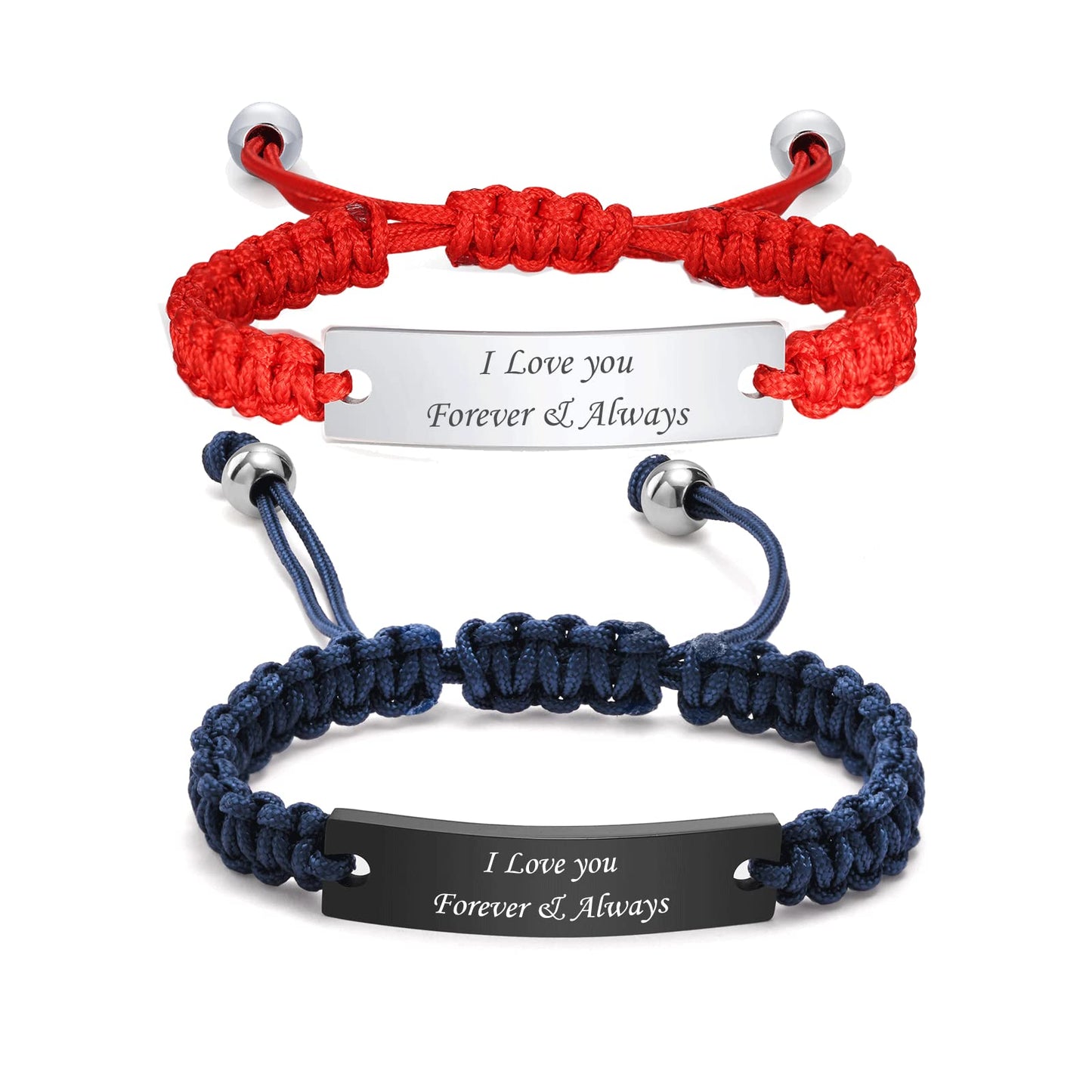 VNOX 2 Pcs Relationship Bracelets for Couples-Red Blue Handmade Braided Rope Cord Bracelets for Him Her Boyfriend