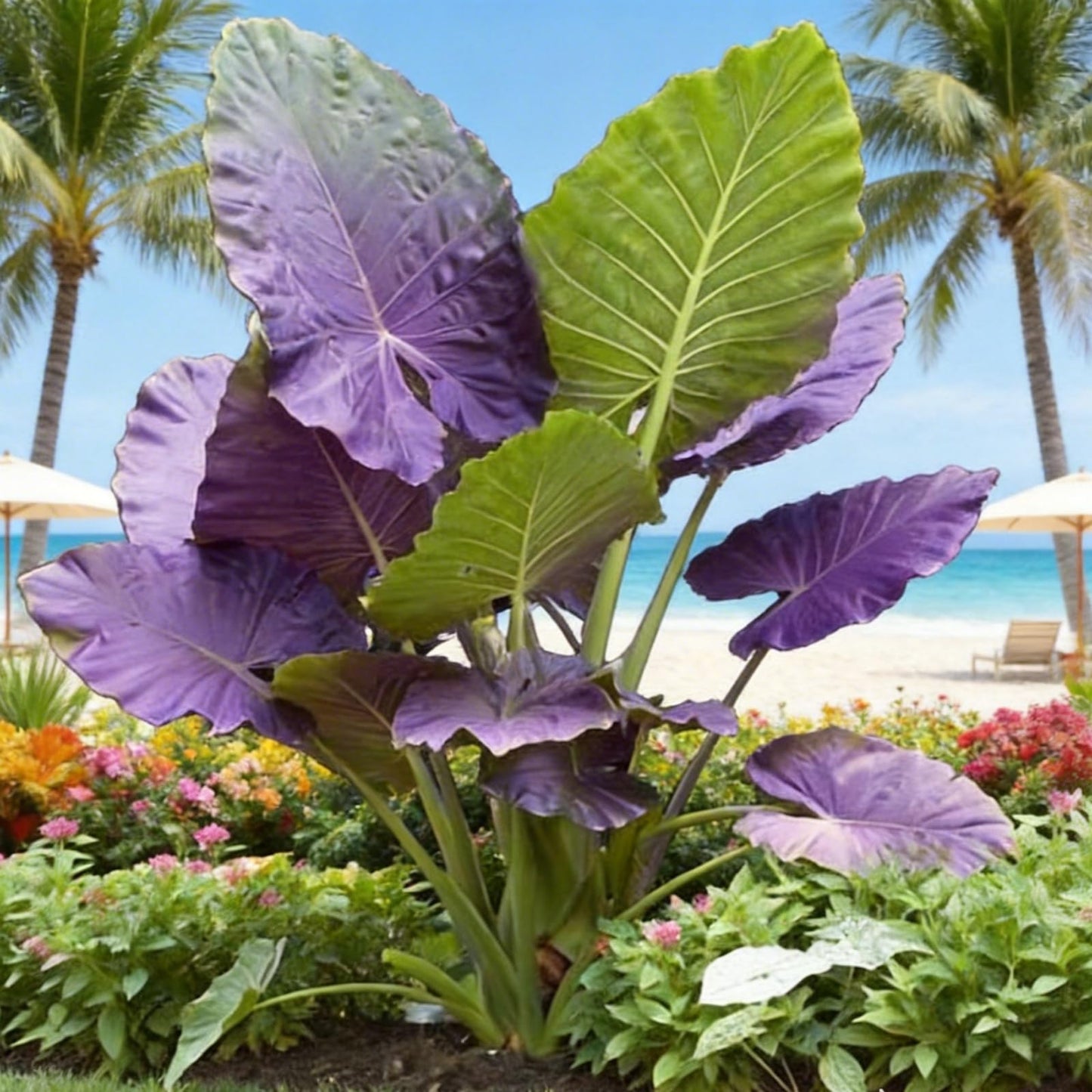 Giant Tropical Elephant Ear Plant Bulbs | Live Foliage Starter for Indoor Outdoor Garden & Patio (6)