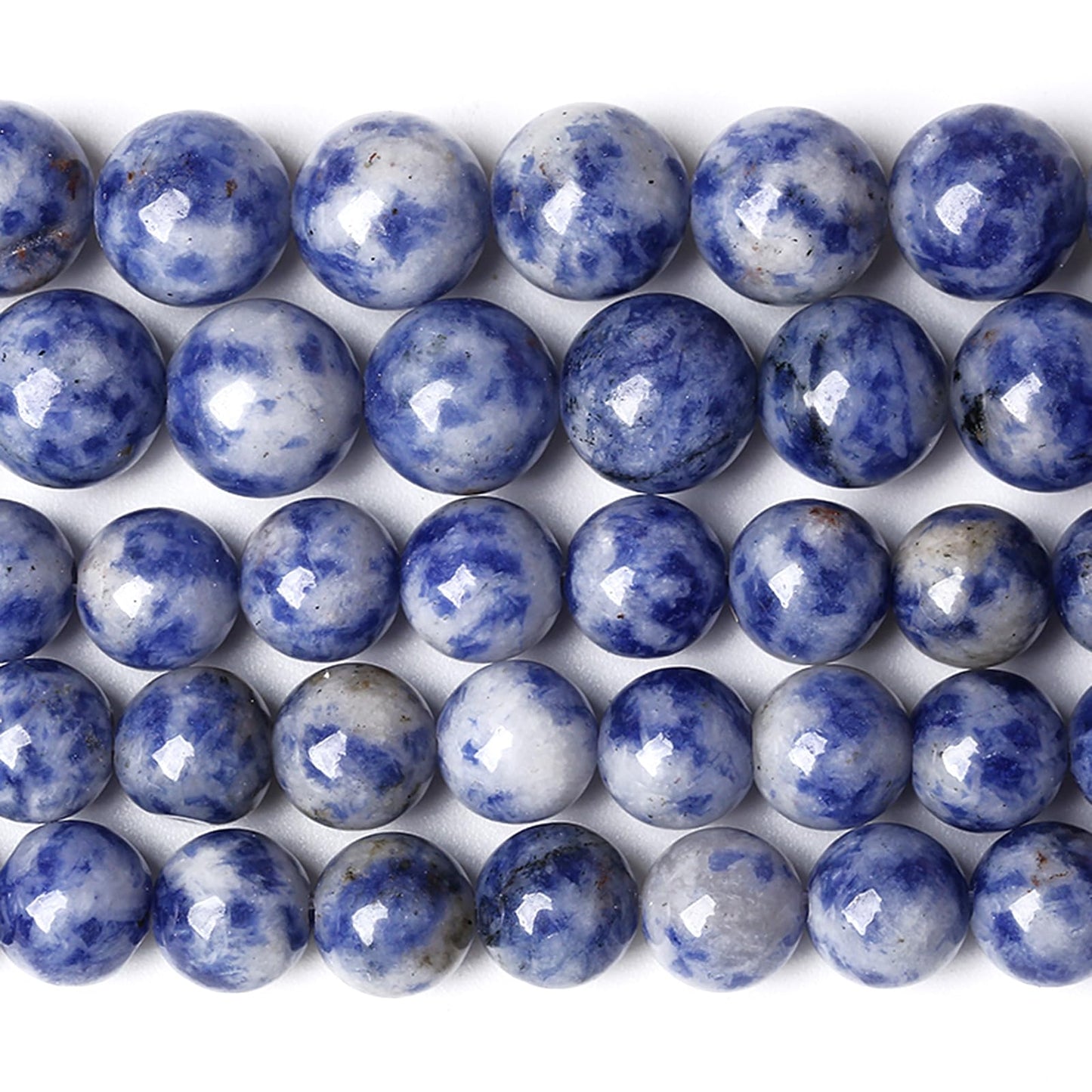 Natural Blue Spot Jaspers Stone Beads for Jewelry Making Round Gemstone Beads DIY Bracelet Necklace 180pcs 4MM 2 Strands 32"