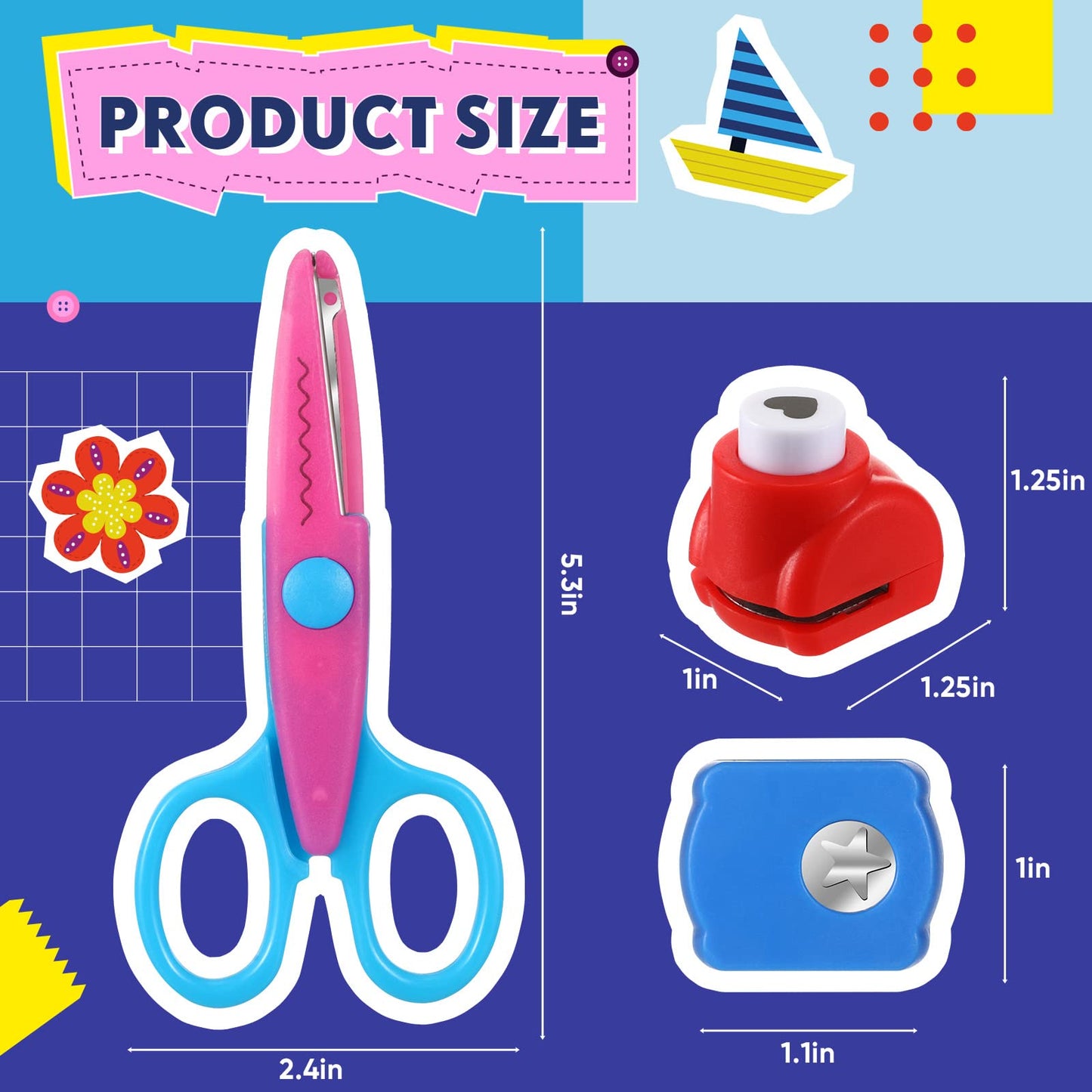 22 Pcs Craft Hole Punch and Creative Scissors Set, Including 12 Craft Pattern Scissors Decorative Edge Scrapbooking Edging, 10 Paper Punch for School Kids Adults Crafting