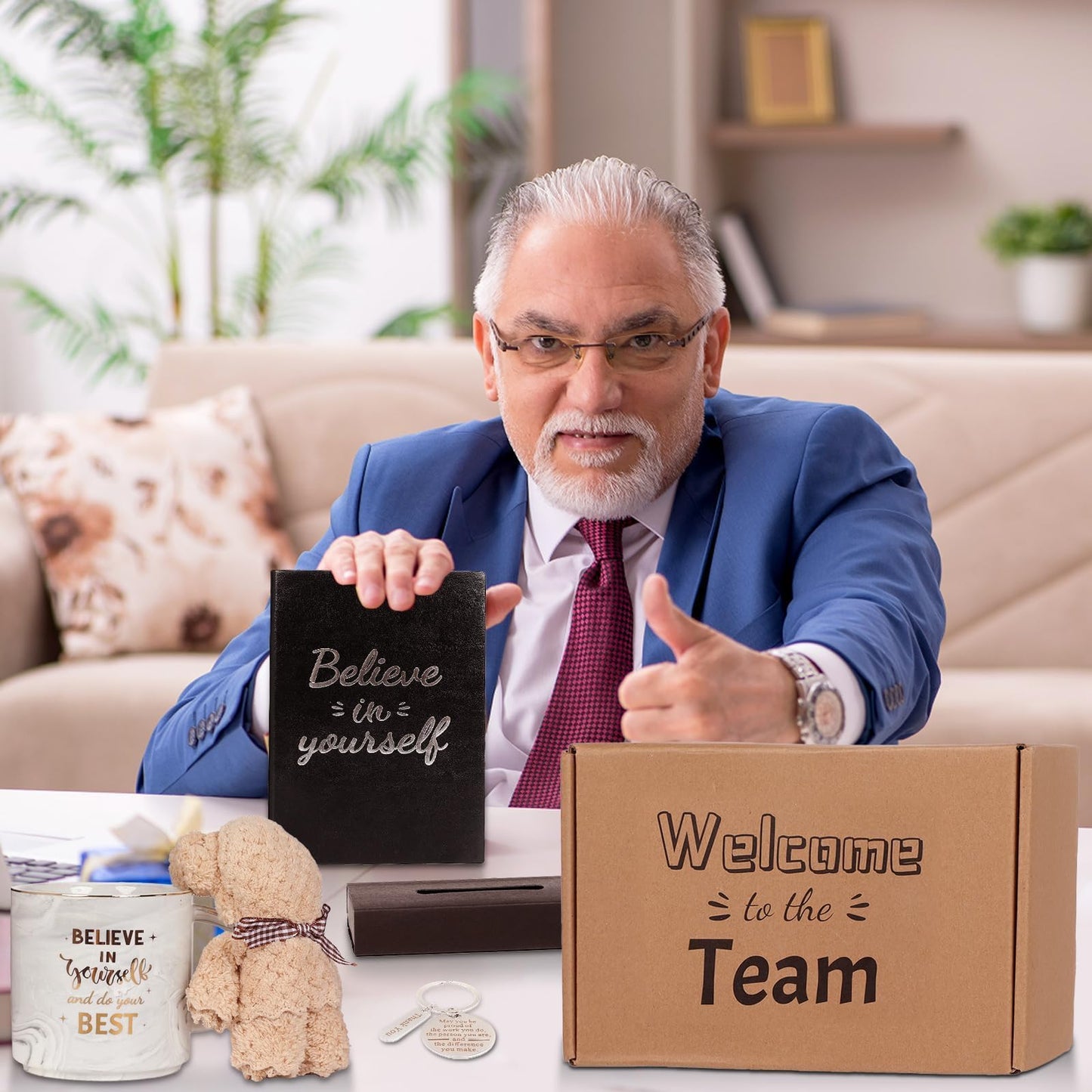 New Employee Welcome To The Team Gift Sets Employee Appreciation Gift Sets Includes Coffee Mug Greeting Card Key Chain Multifunctional Pen Notebook Note Towel Appreciation Christmas Gifts for Worker