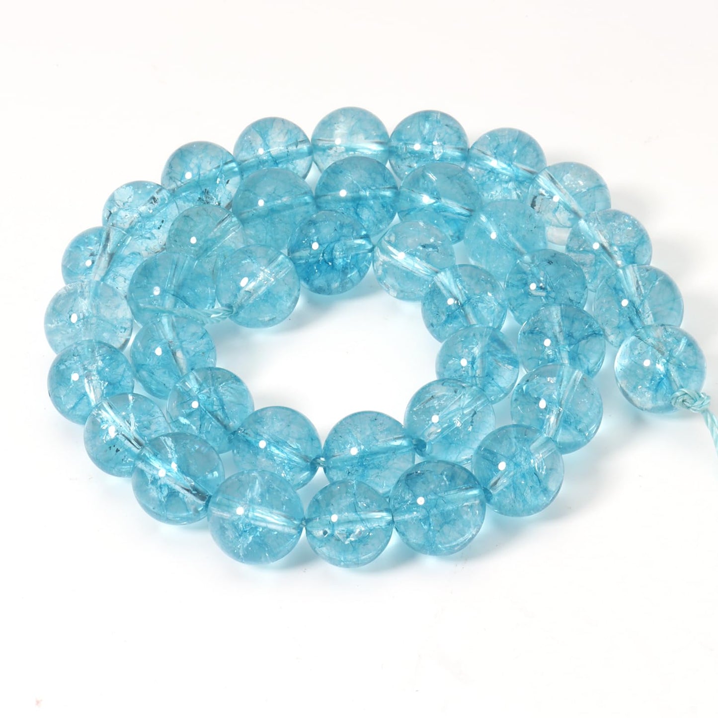 Siomia 60pcs 6mm Natural Blue Topaz Gemstone Beads Energy Healing Crystal Round Loose Stone Beads for Jewelry Making, DIY Bracelets Necklaces