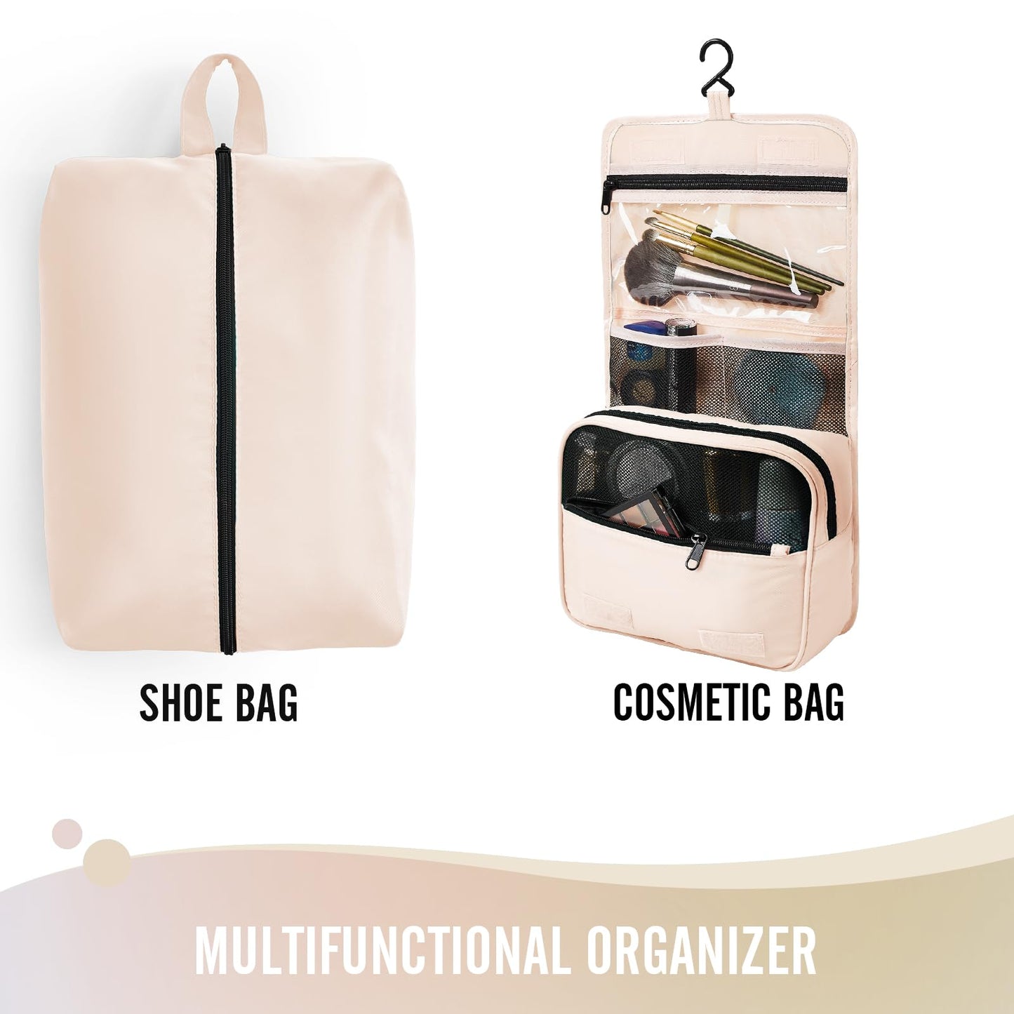 8 Set Packing Cubes for Luggage,Suitcase Organizer in 4 Sizes with Hanging Toiletry Bag and Large Laundry Bag, Carry-On Luggage with Accessories Bag, Cream