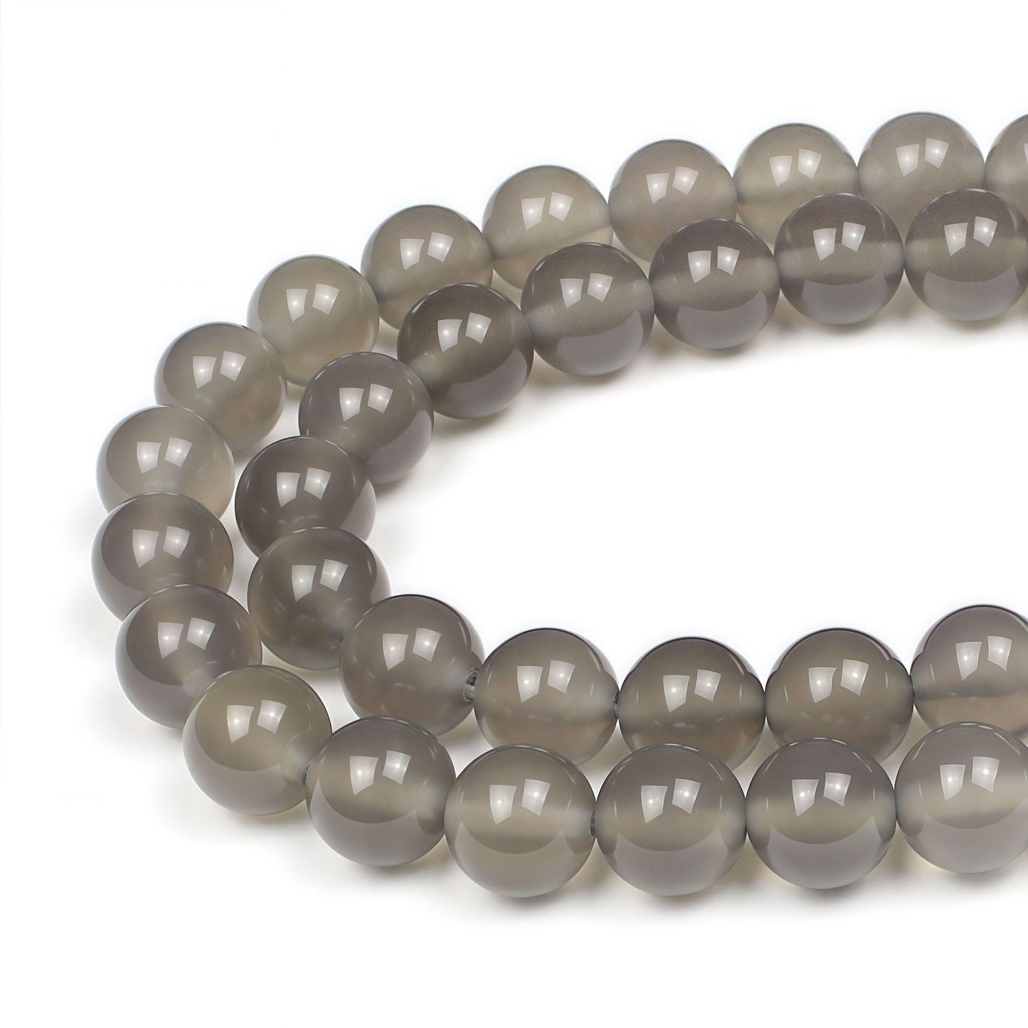 MJDCB 7A Natural Grey Agate Gemstone Round Stone Beads for Jewelry Making DIY Bracelet Necklace (6mm)
