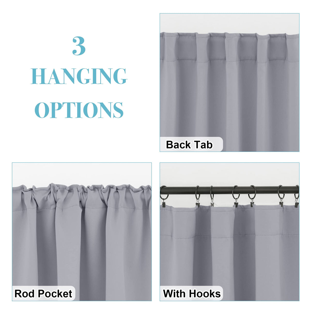 Blackout Curtains for Bedroom Kitchen Bathroom Cafe Basement RV (2 Count)