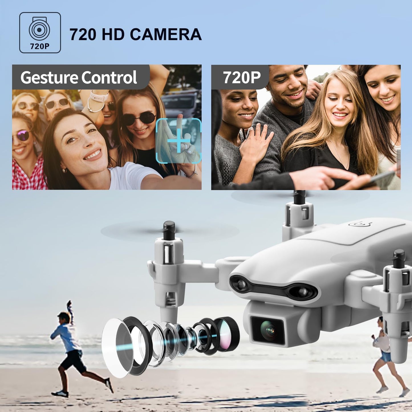 4DV9 Mini Drone with 1080P HD Camera for Kids Live Video RC Quadcopter for Adults Beginners Toys Gifts,Altitude Hold, Waypoints Functions,One Key Start,3D Flips,3 Batteries,Gray