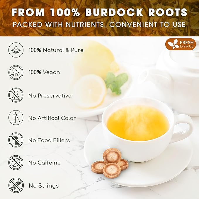 FreshDrinkUS, Premium 2oz Burdock Root Powder, 100% Natural & Pure from Burdock Root, No Additives, No Caffeine, Vegan