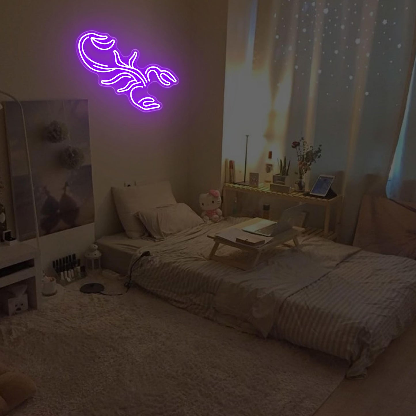 Scorpion LED Neon Sign Wall Art for Bedrooms, Gamer Rooms, Decor for Scorpios, Gift for Astrology Fans, Zodiac LED Sign, Purple Neon, Dimmable Neon Light, USB Powered Neon