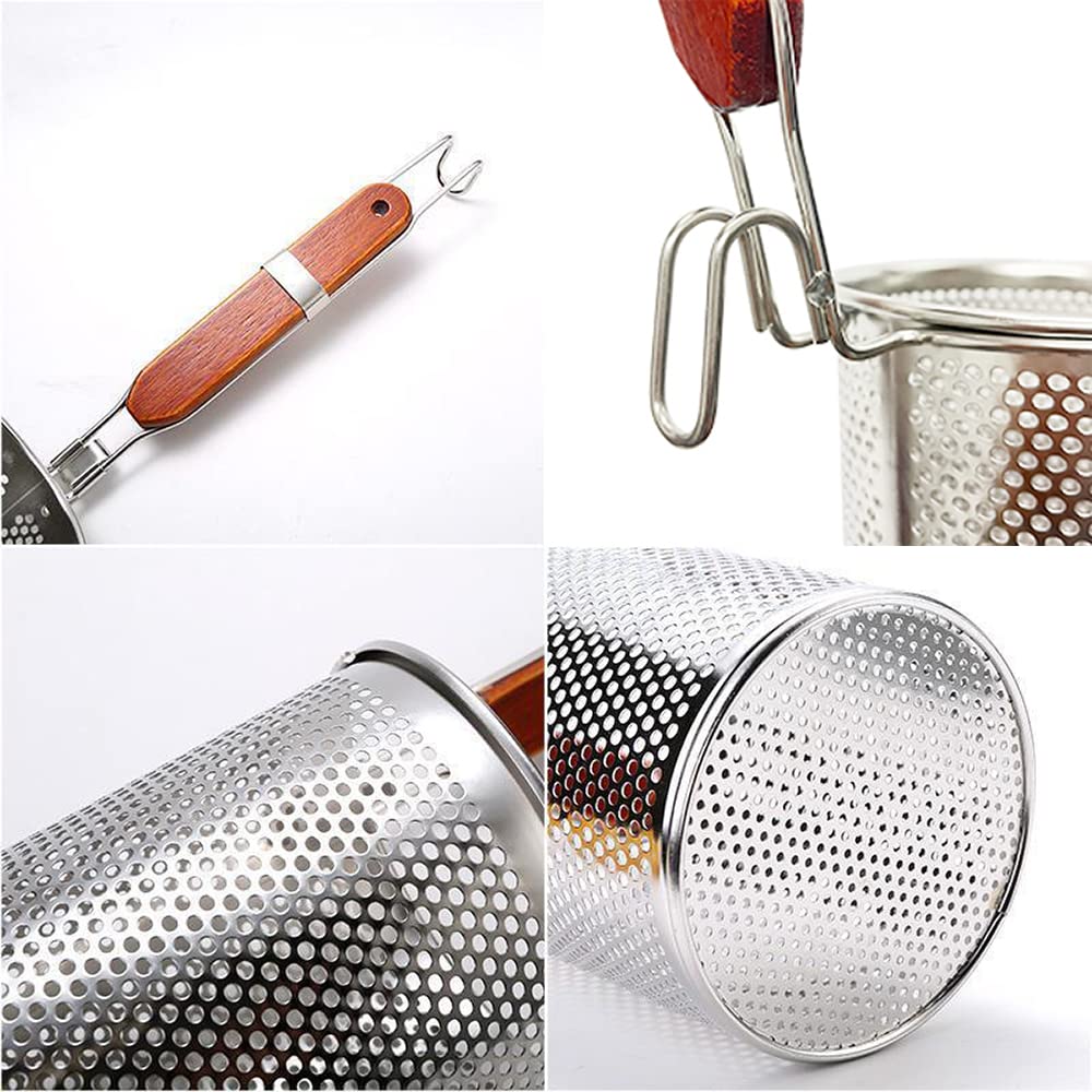 TENTA KITCHEN 2 Pieces Micro-Perforated Stainless Steel Pasta Strainer With handle,Food Dumpling Noodle Strainer,Straining Noodles Pasta Basket (Dia 4.7inch,12cm)