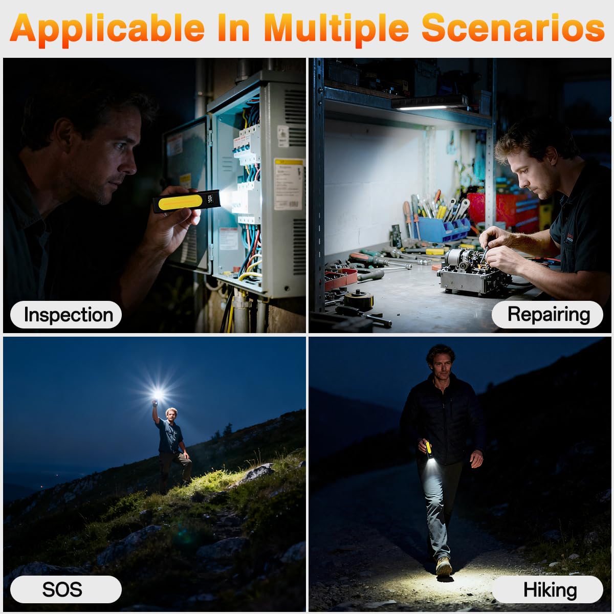 Rechargeable Flashlights High Lumens 1800, Flat EDC Flashlight Rechargeable, Magnetic Pocket Flashlight Super Bright, Powerful LED Flashlight for Home, Tactical Flash Lights as Christmas Gifts for Men