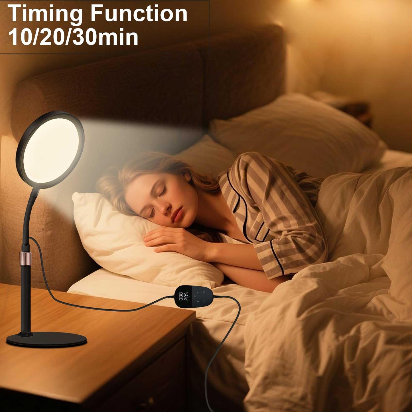 Sozapooty Light Therapy Lamp, UV-Free 10000 Lux Light Therapy Desk Lamp with 360° Gooseneck & 9 Brightness Happy Therapy Light for Lift Mood