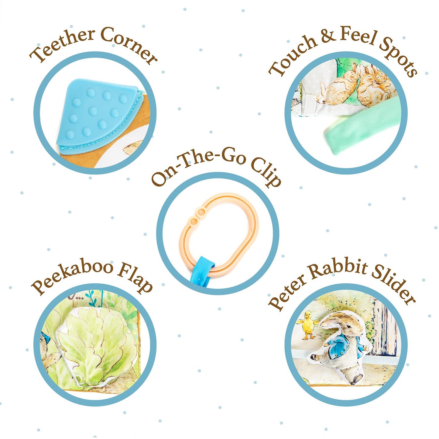 KIDS PREFERRED Peter Rabbit Soft Book with toy, Teether and Crinkle, 5 Inches