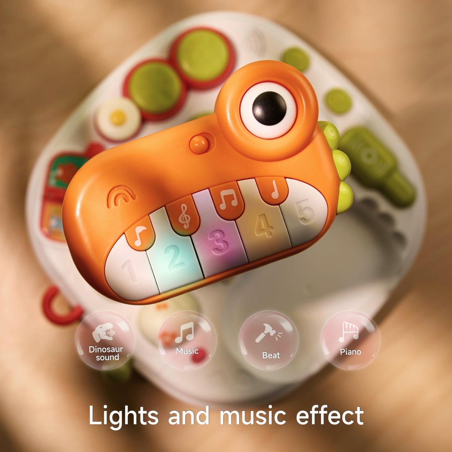 Baby Activity Table Learning & Fun, Baby DJ Table for Sitting Play, Keyboard Musical Toy and Detachable Red Legs Activity Table for Toddlers, Educational Interactive Toys for Kids