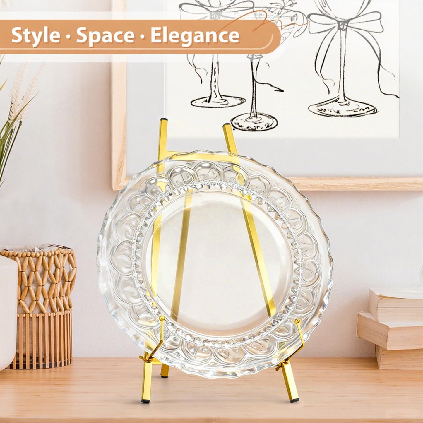 BeeCoAoo 16.5" Metal Easel Stand for Sign – Elegant Table Top Easel for Display, Heavy Duty Tabletop Picture Easel Stand for Wedding Sign, Picture Frame, and Art (Gold)