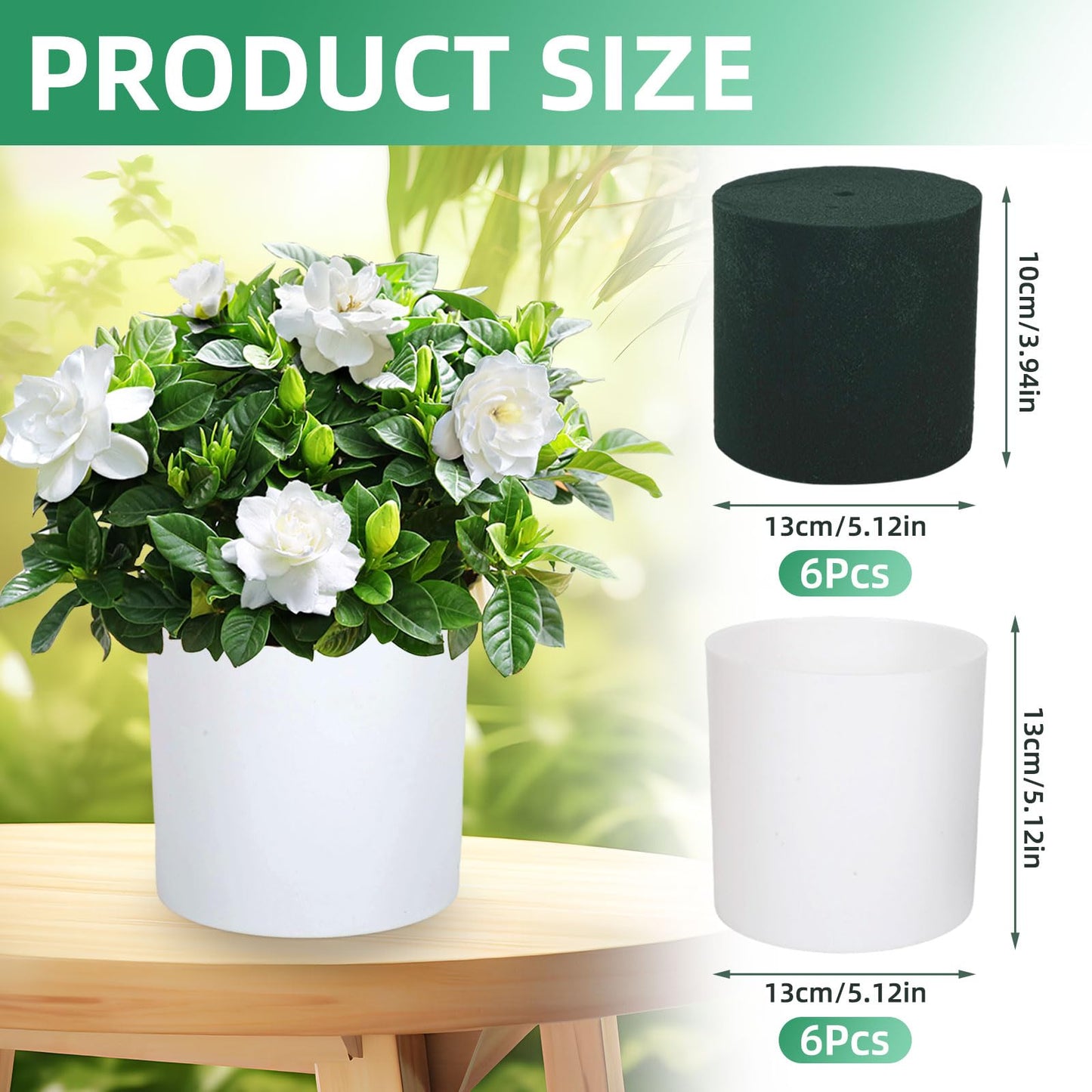 Kuabiz 6 Pcs Plastic Flower Boxes for Arrangements 5 x 5 Inch Cylinder Planter Box Floral Centerpiece Containers with Removable Foam Blocks for Wedding Home Garden Craft Decor