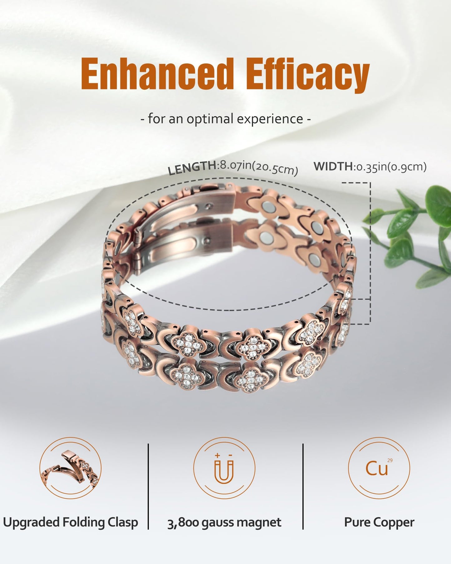 Jecanori Effective Magnetic Bracelets for Women, Ultra Strength Magnet Bracelet with Sizing Tool