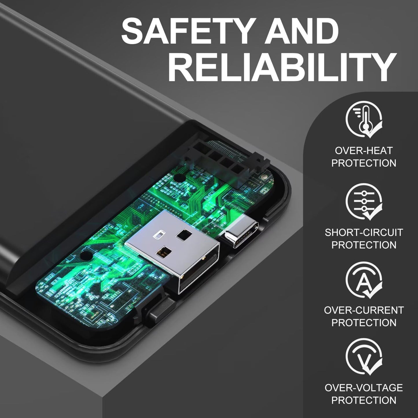 KOVNLO Battery Pack for Heated Vest, 5V 2A 10000mAh USB Power Bank with USB-C Charging Cable, Ultra Thin Portable Charger for Heated Jacket,iPhone, Android