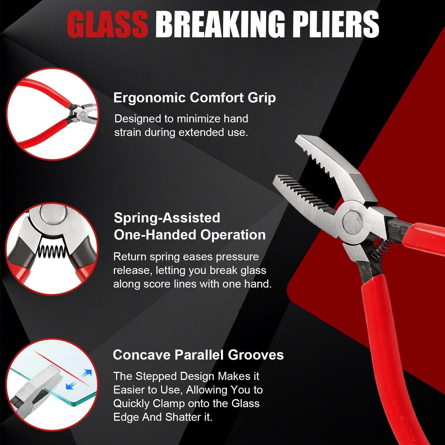 Glass Cutter, Upgrade Stained Glass Breaking Pliers, 2-20MM Glass Cutter Kit, Heavy Duty Glass Cutting Tool for Stained Glass, Tiles, Mosaics Cutting and Breaking