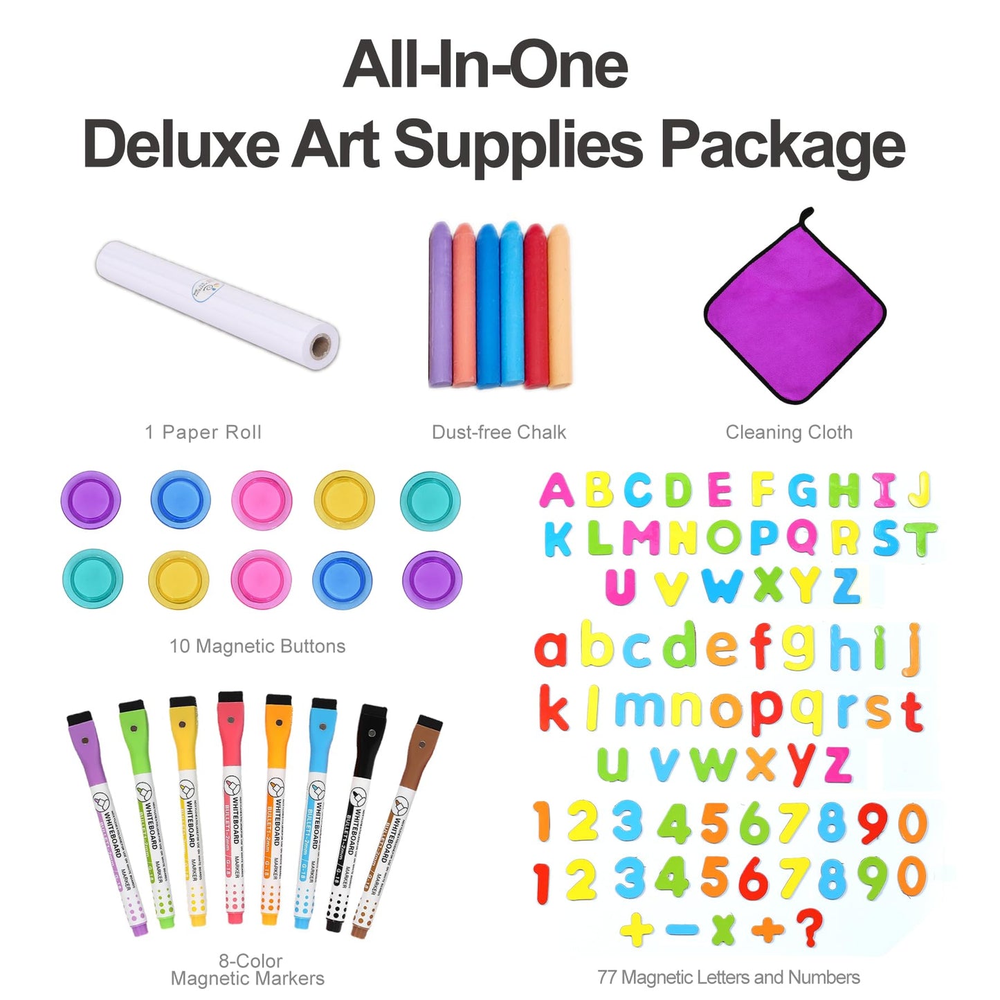 House Design Double-Sided Magnetic Drawing Board w/Detachable Roller and Bi-Storage Frame Holder for Kids, Extra Large Art Easel for Toddlers Boys and Girls Gift (Wall Mountable)