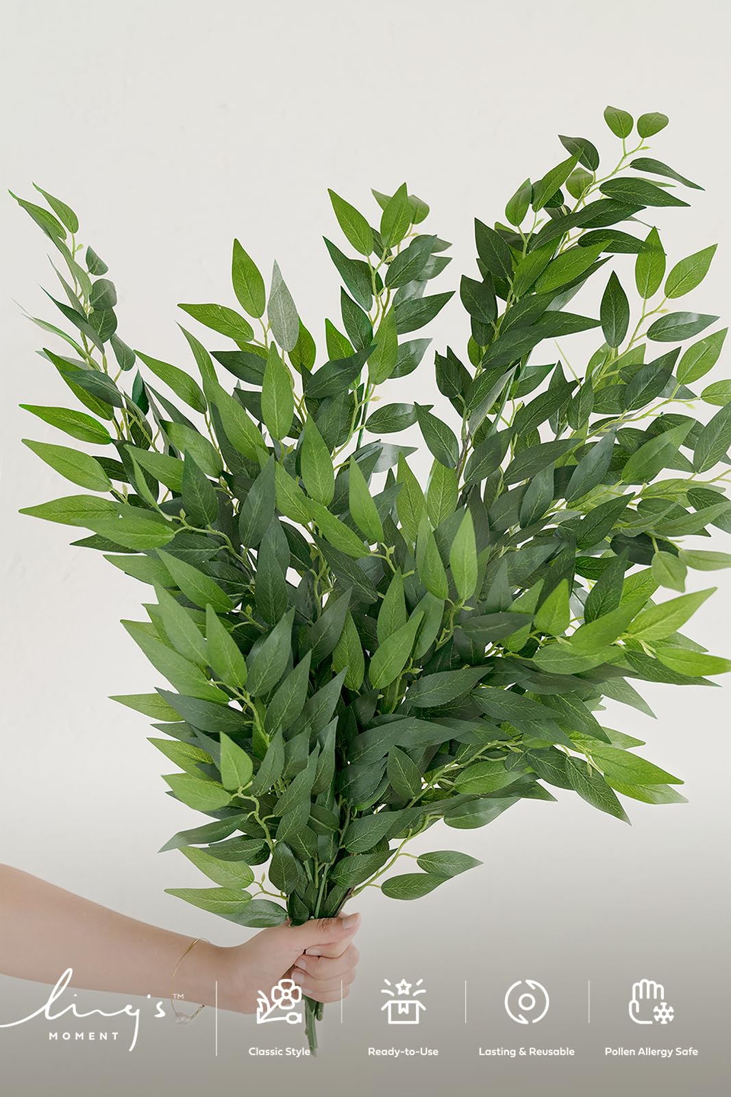 Ling's moment Italian Ruccus Greenery Stems Artificial Plants, 4Pcs 28" Tall Fake Branches Greenery, Realistic Texture Hanging Plant for Home Decor Wedding Bouquets Table Centerpieces, Room/Office