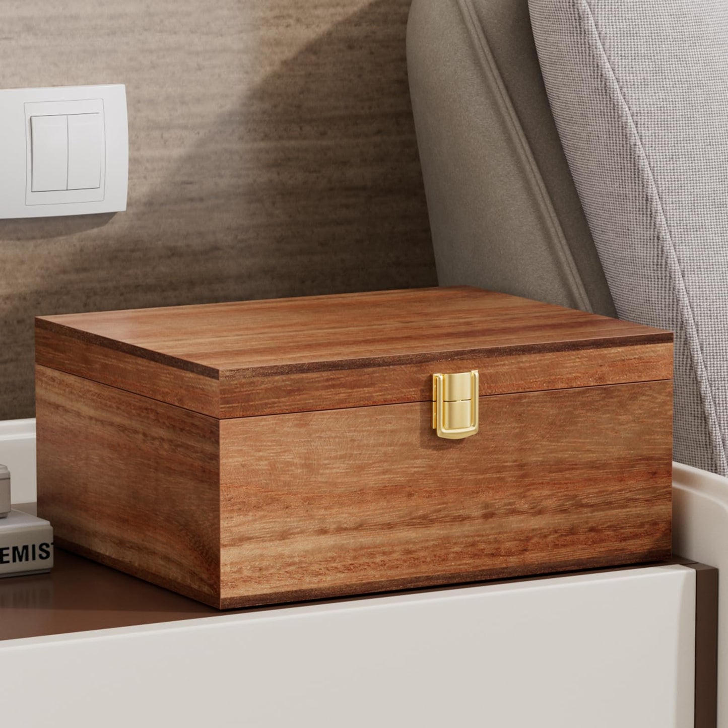 Yaoyiizy Wooden Keepsake Box, Acacia Memory Box with a Hinged Lid, Wooden Storage box, for Picture Letter Time Capsule - Wooden Gift Boxes