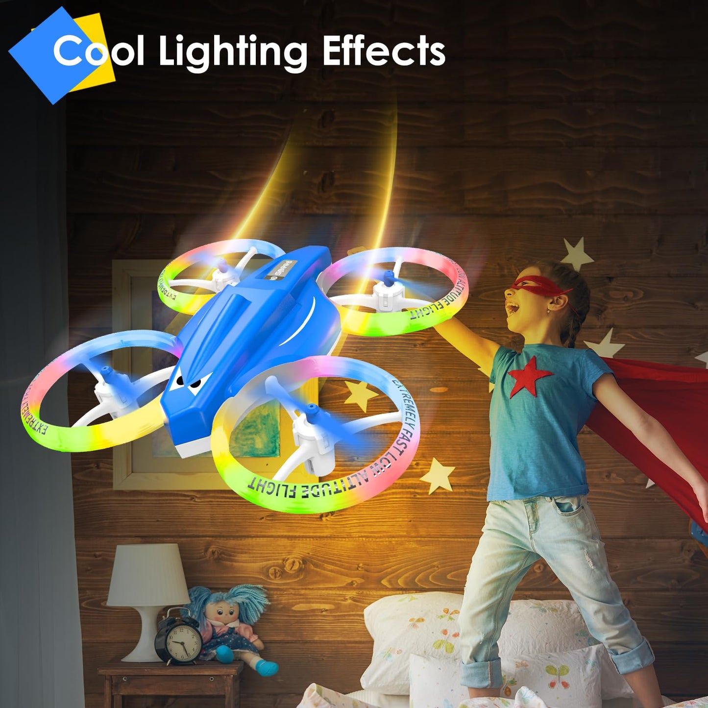 Drone for Kids with LED Light | Lisoco Indoor RC Drone with 360 Flip | 2 Batteries | Easy to Fly Mini Drone for Boys Girls Beginners | Flying Toy Gift (Dark Blue)