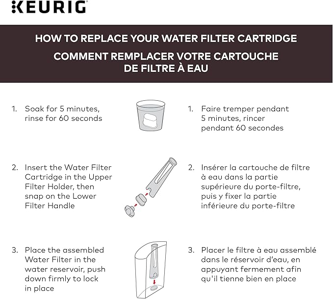 Keurig Tall Handle Water Filter Starter Kit, Comes with Handle and 2 Replacement Water Filters, Compatible with Select Keurig Coffee Makers