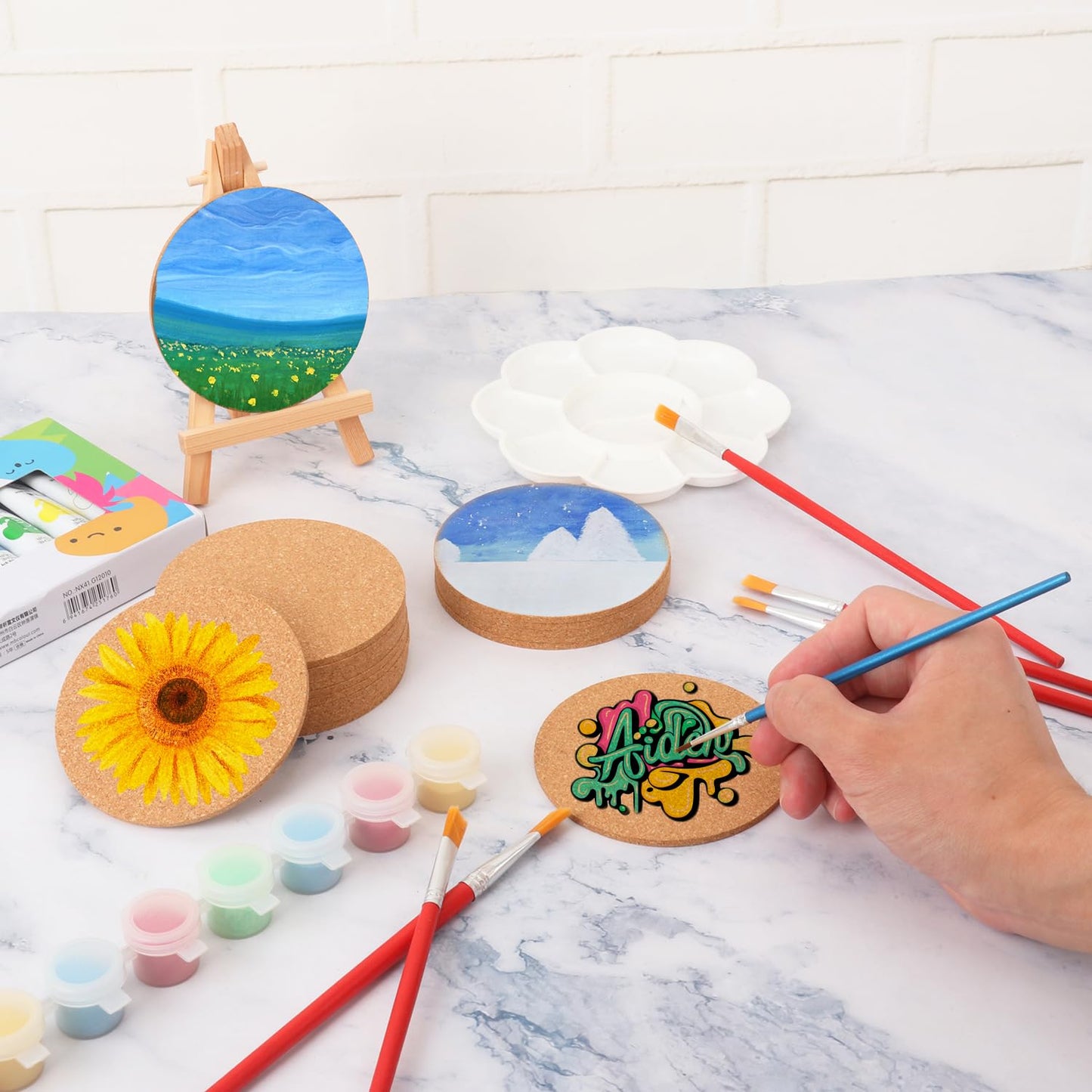 Geytetqi 150 Pieces 3.6 Inch Cork Coasters for Drinks, 90 mm Round Cork Coasters, Non-Slip, Heat-Resistant, Absorbent & Reusable, Perfect for DIY Crafts and Home Tabletop Decoration