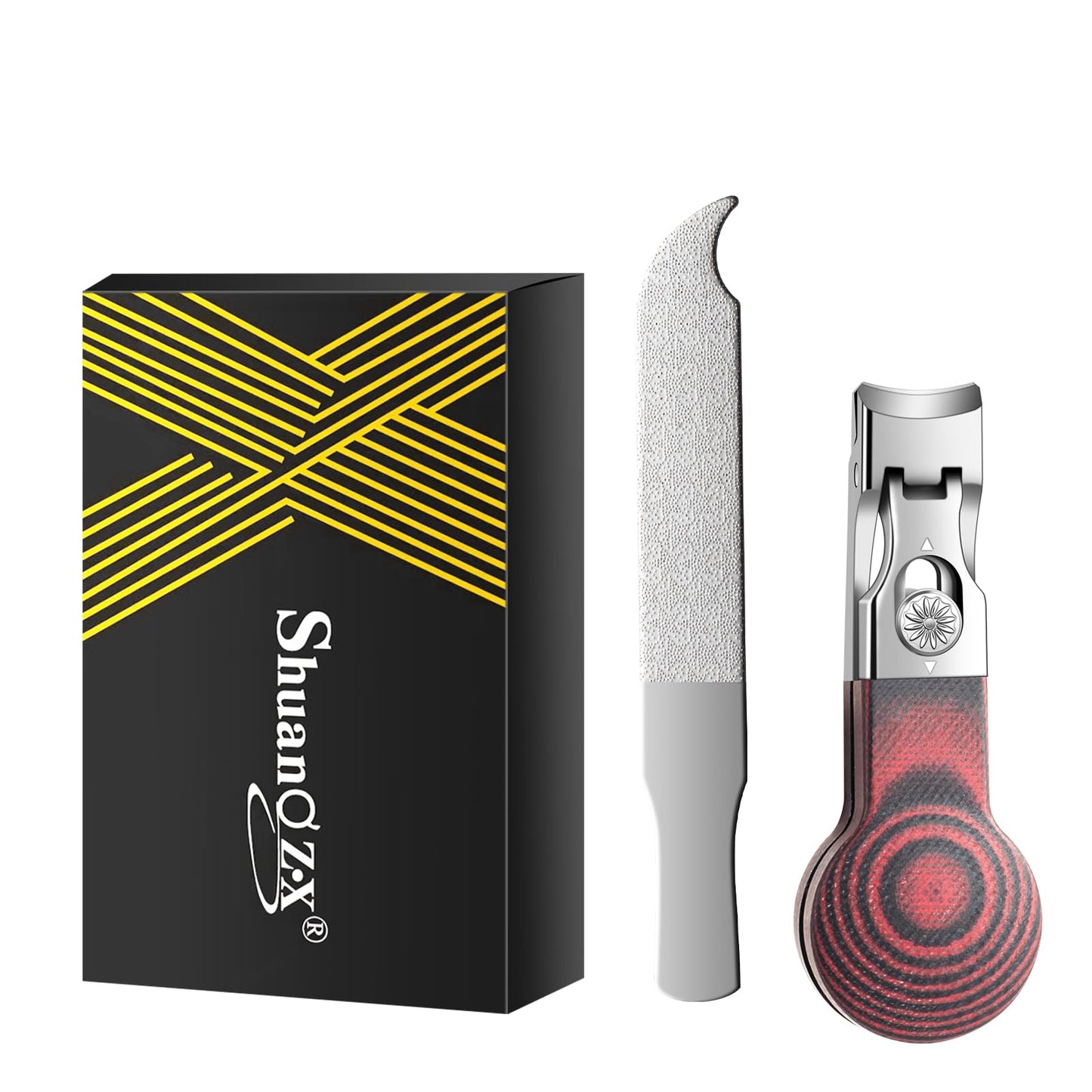Large Opening Nail Clipper for Effortless Daily Trimming, G10 Handle Toenail Clipper Cutter for Seniors, Stainless Steel Nail Clipper for Thick Nail (Round Red A)