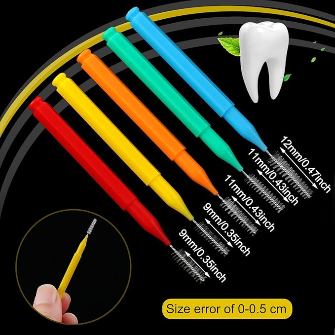 Patelai 100 Pieces Braces Brush for Cleaner Interdental Brush Toothpick Dental Tooth Flossing Head Oral Dental Hygiene Flosser Toothpick Cleaners Tooth Cleaning Tool(Delicate Colors,Plenty Sizes)